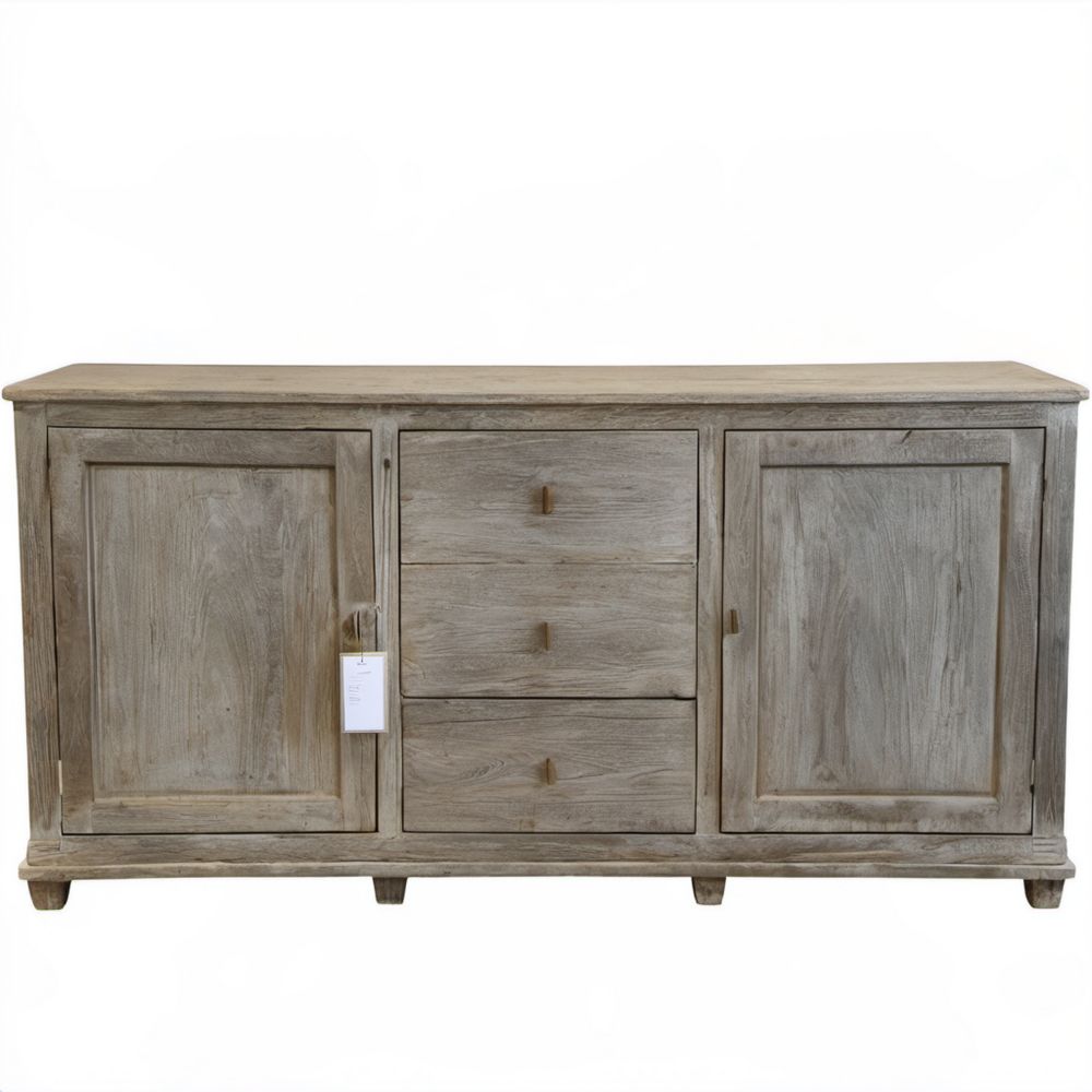 Szary kredens z litego drewna mango 180 x 45 x 90 cm