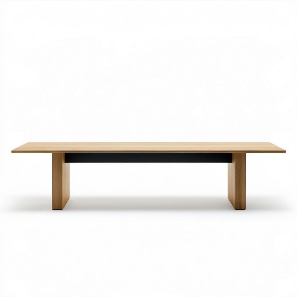 Prostokątny stół do jadalni z MDF fornirowanego, dąb naturalny/czarny, 180 x 90 x 75 cm
