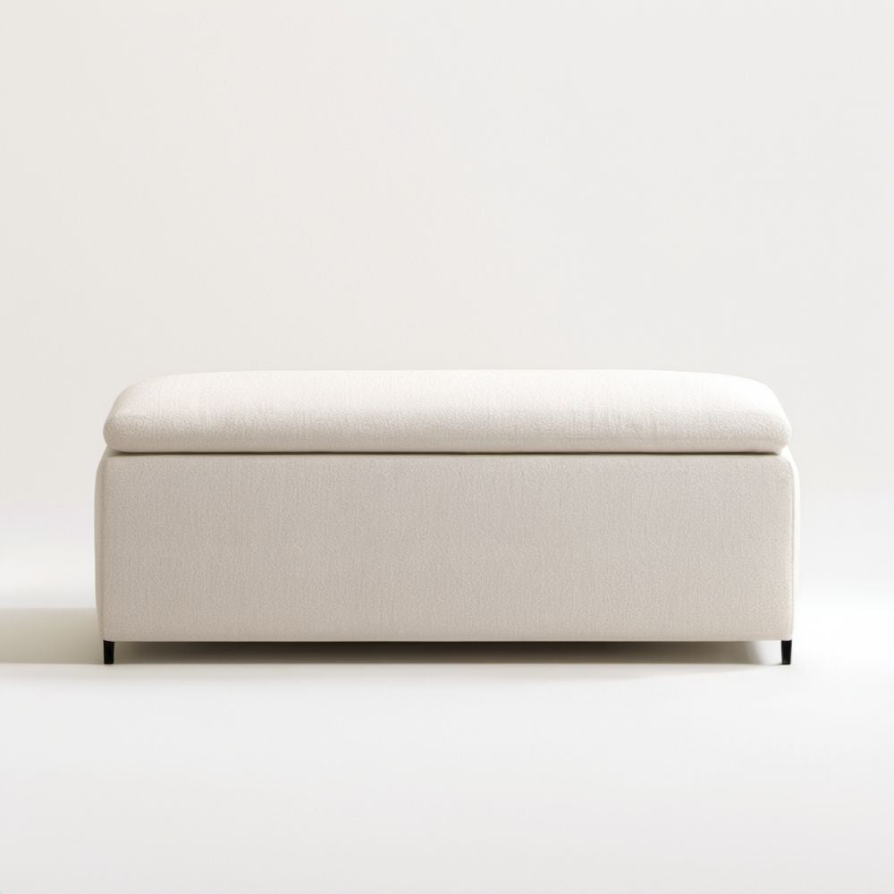 Kremowa ławka tapicerowana ze schowkiem z tkaniny poliestrowej 120 × 45 × 45 cm