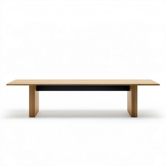 Prostokątny stół do jadalni z MDF fornirowanego, dąb naturalny/czarny, 180 x 90 x 75 cm