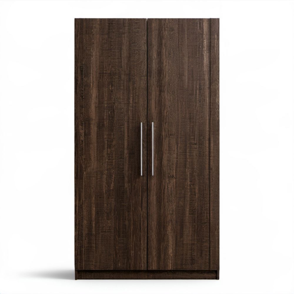 Szafa dwudrzwiowa ciemnobrązowa z płyty wiórowej laminowanej 80 × 52 × 180 cm