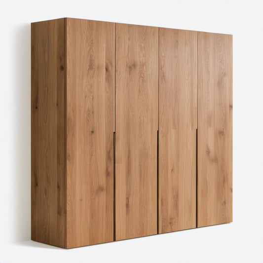Czterodrzwiowa szafa z płyty wiórowej laminowanej, dąb naturalny, 200 x 60 x 220 cm