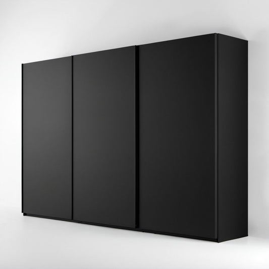 Czarna matowa szafa przesuwna z płyty wiórowej laminowanej 250 × 60 × 220 cm