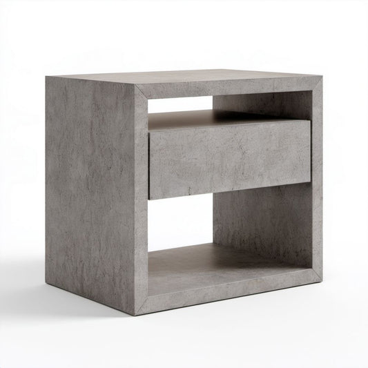 Szafka nocna z płyty laminowanej w dekorze szarego betonu 45 x 35 x 50 cm z szufladą