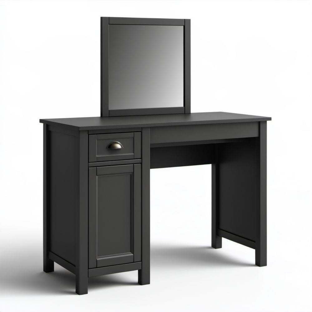 Czarna toaletka z lustrem z płyty MDF 100 x 45 x 145 cm