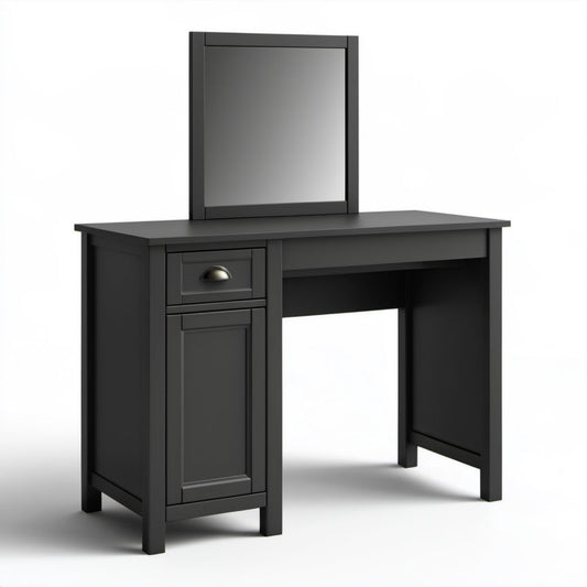 Czarna toaletka z lustrem z płyty MDF 100 x 45 x 145 cm